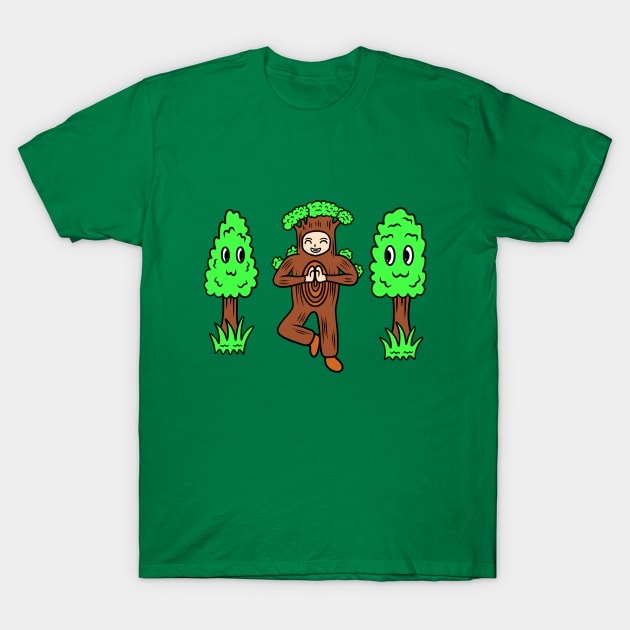 Funny tree pose T-Shirt by Andrew Hau